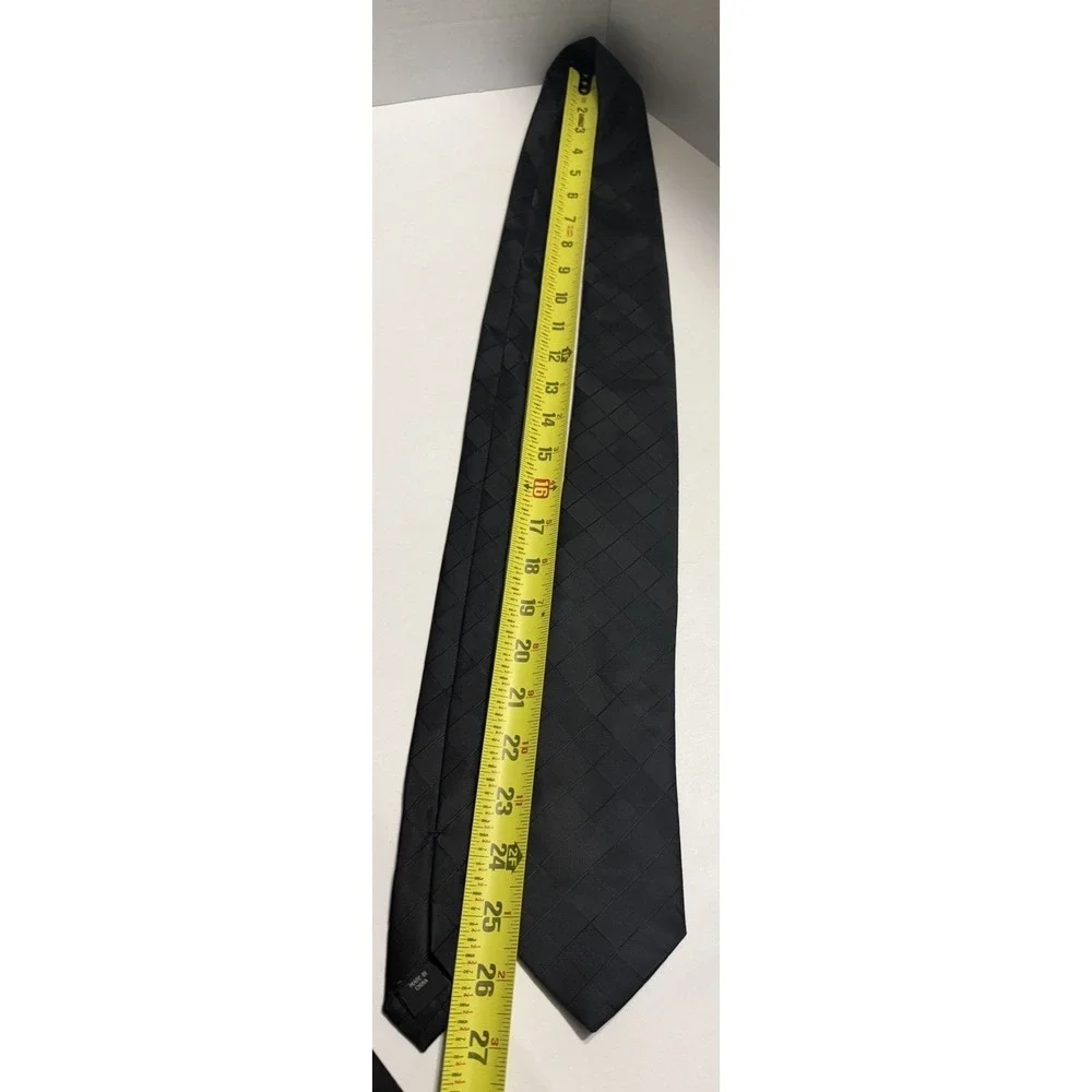 Van Heusen Mens Tie Black Tonal Grid Diamond Pattern Formal Business Necktie